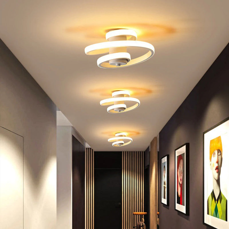 plafonnier led moderne en spirale pour un intérieur minimaliste