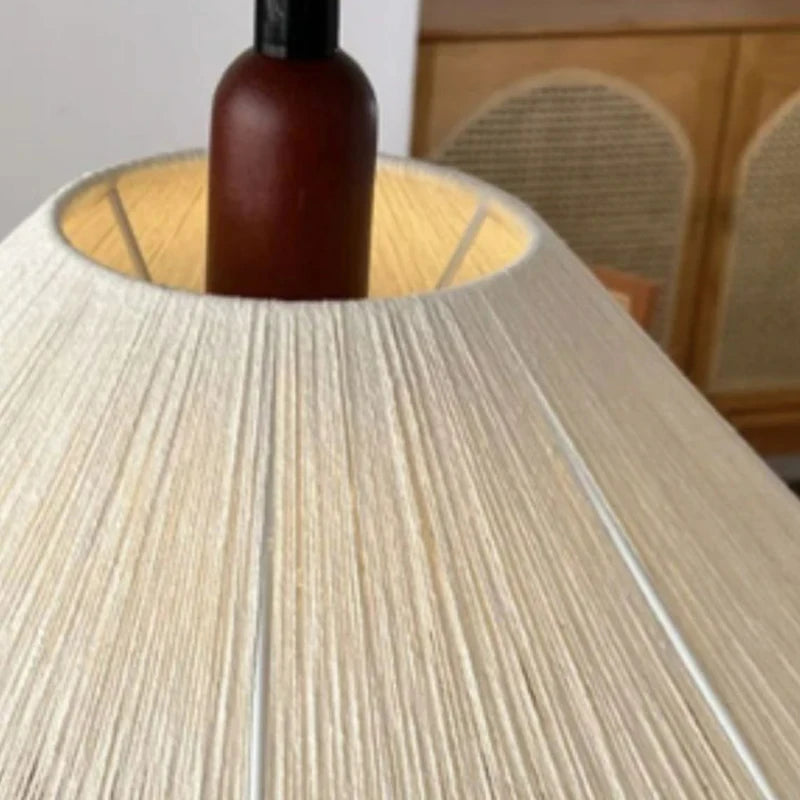 lustre moderne design artistique corde de chanvre bois fil réglable