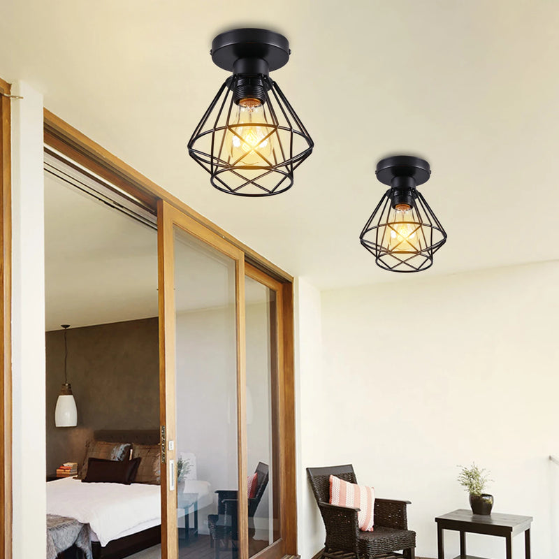 suspension industriel vintage abat-jour rétro loft lampe led maison