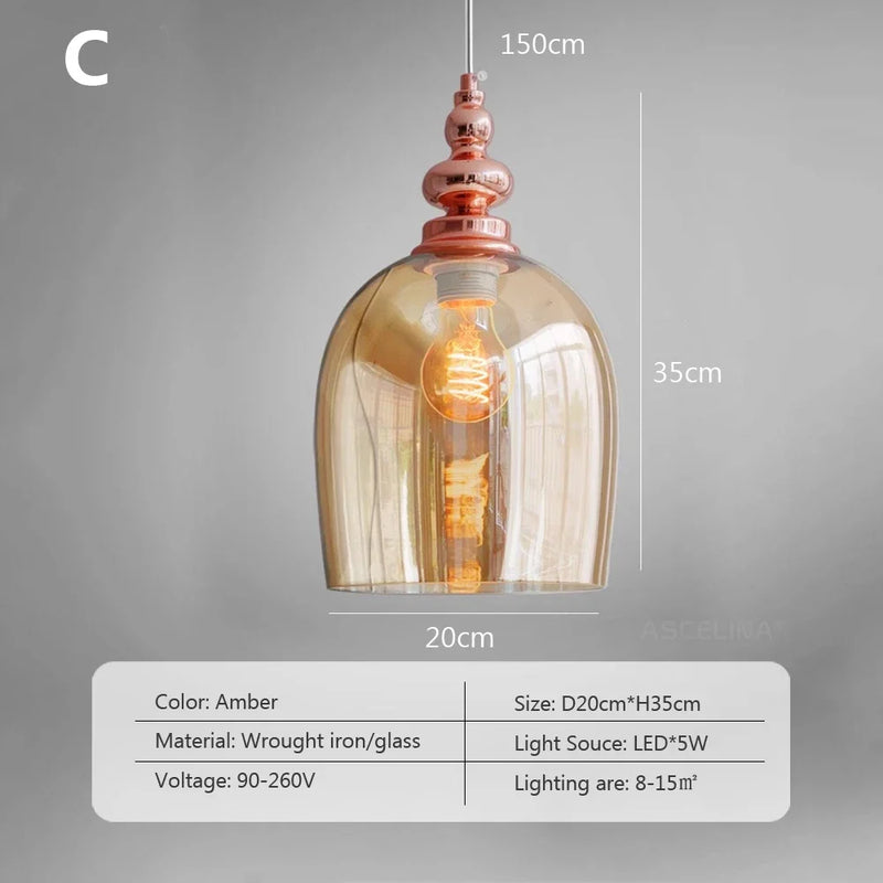 suspension rétro en verre style loft nordique décoratif pour intérieur