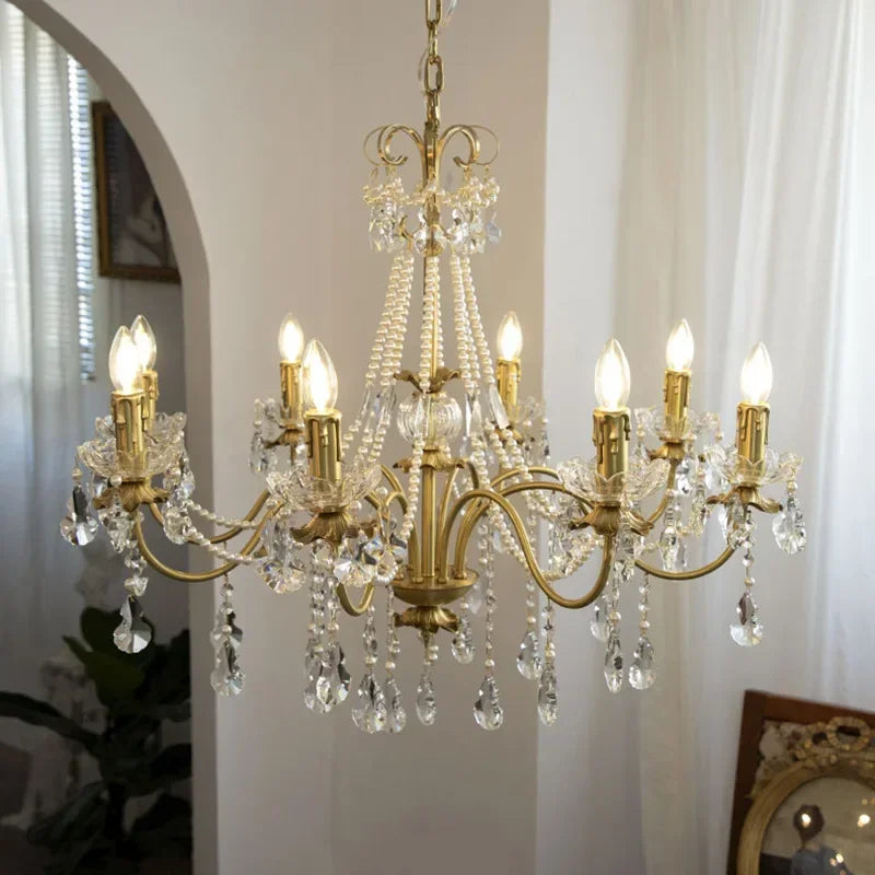 lustre en cristal luxe avec simulation de bougie led