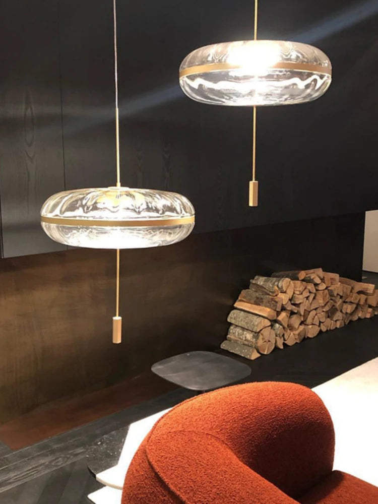 lustre circulaire en verre design nordique pour bar et restaurant