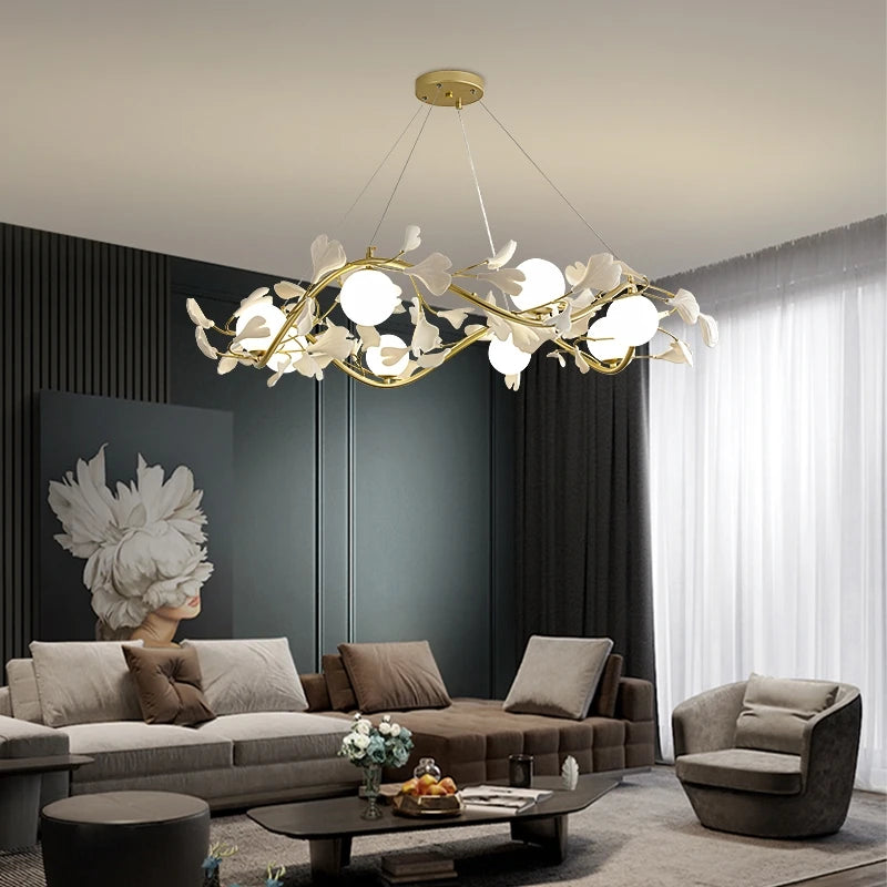 suspension lumineuse en verre design nordique ginkgo moderne