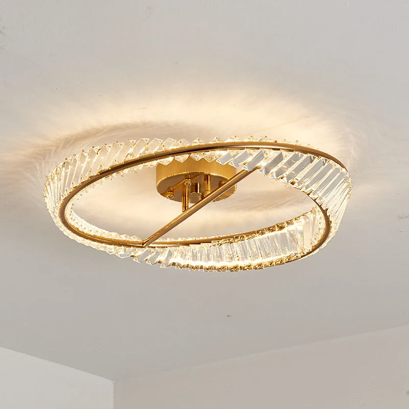 plafonnier en cristal de luxe à led moderne pour décoration intérieure