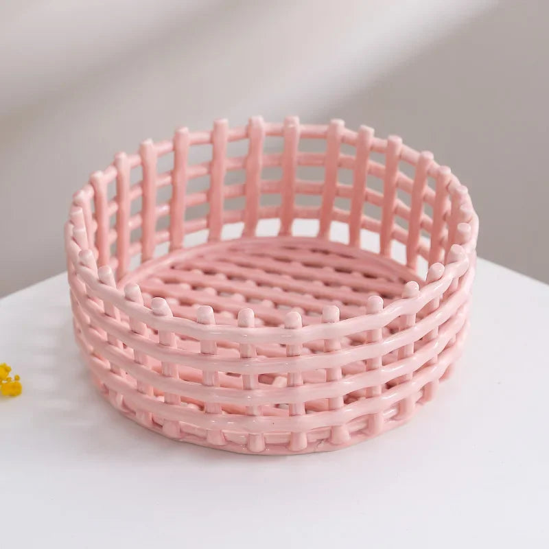 panier de rangement en céramique pour fruits et ustensiles de cuisine