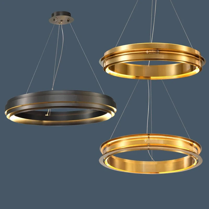 lustre led italien post-moderne avec anneau de suspension