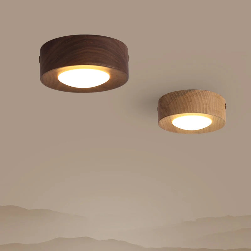 lampe plafonnier en noyer et frêne led décoration maison