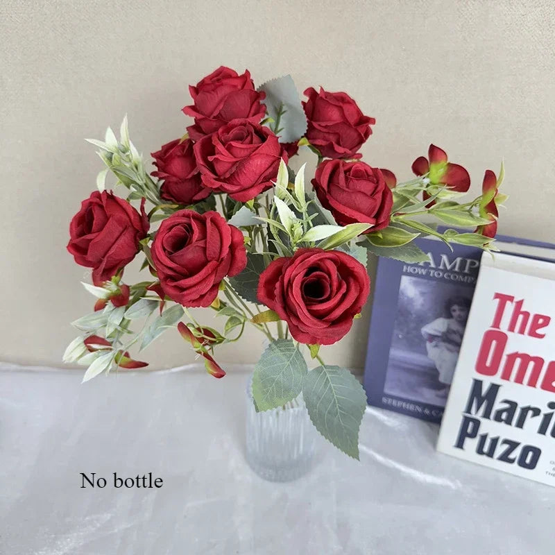 bouquet de roses artificielles en soie pour décoration intérieure