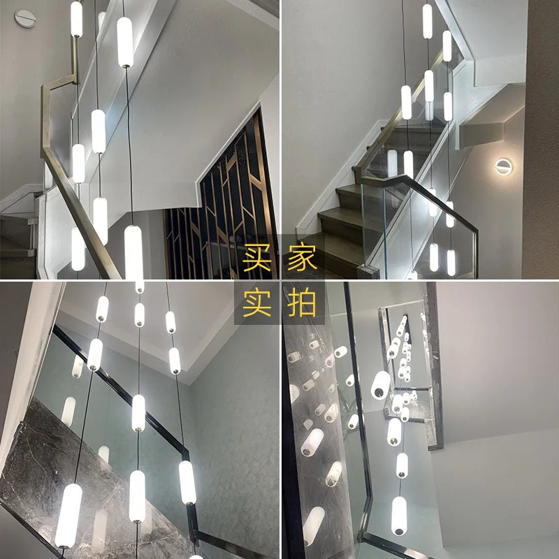 lustre led nordique pour escalier duplex penthouse villa