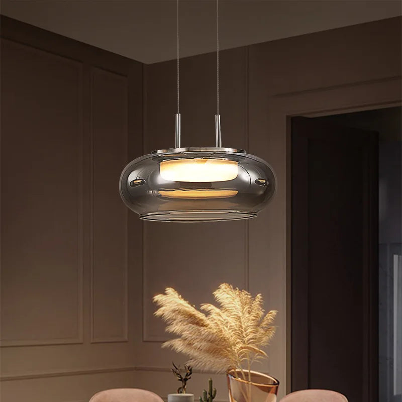 suspension led en verre design pour intérieur avec cordon réglable