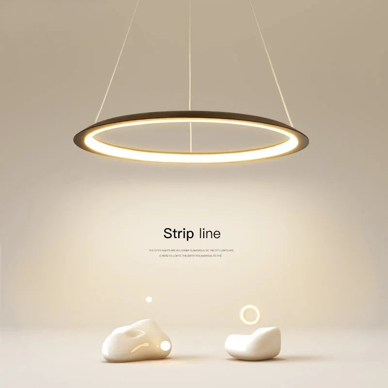 Lustre anneau rond led au design nordique minimaliste créatif