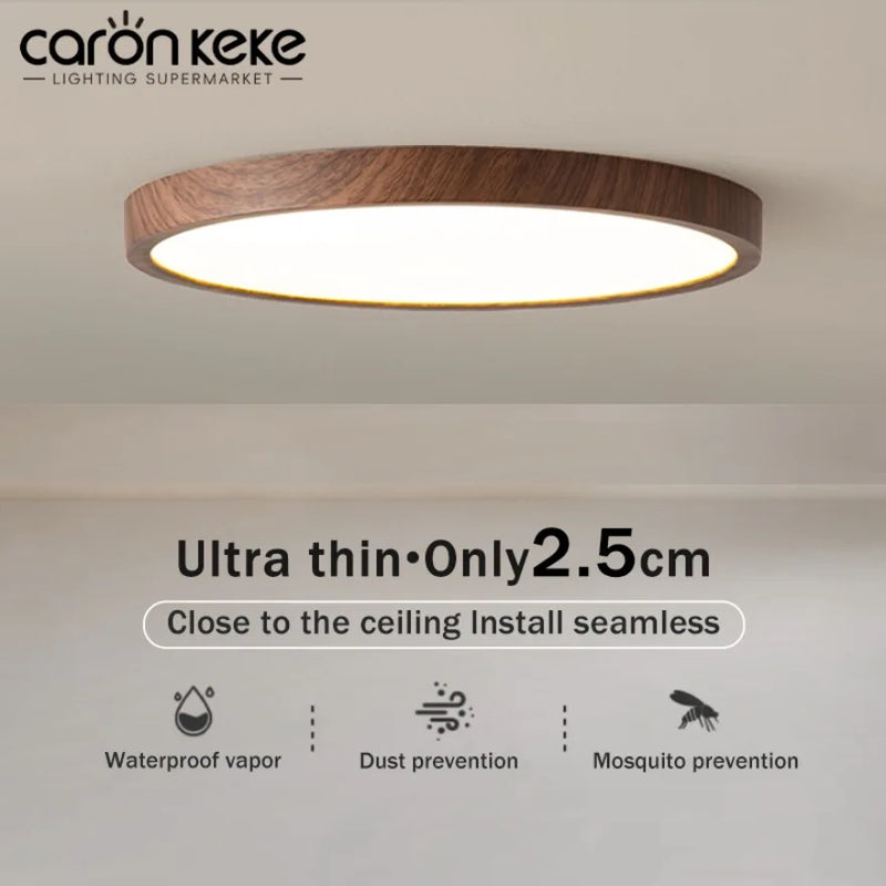 plafonnier led moderne circulaire en grain de bois éclairage intérieur décoratif