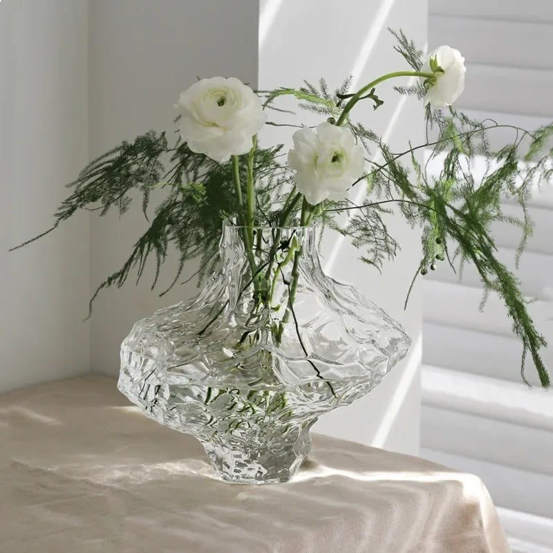 vase en verre avec pierres décoratives pour fleurs et terrarium