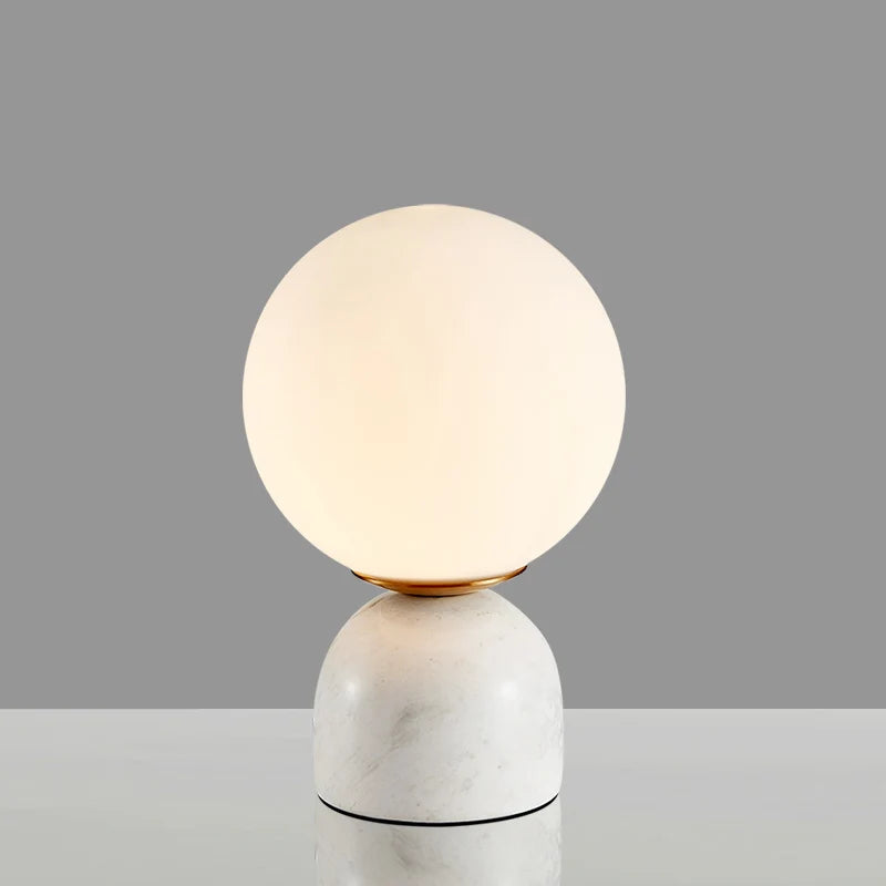 Lampe de table LED en verre et marbre