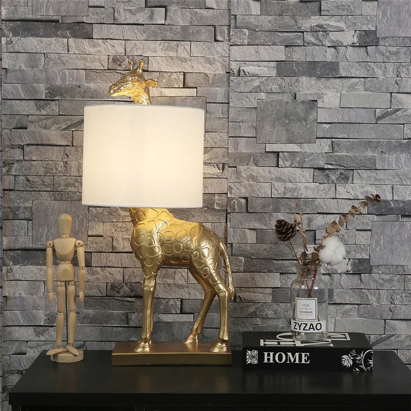 lampe de bureau design moderne girafe en résine éclairage créatif