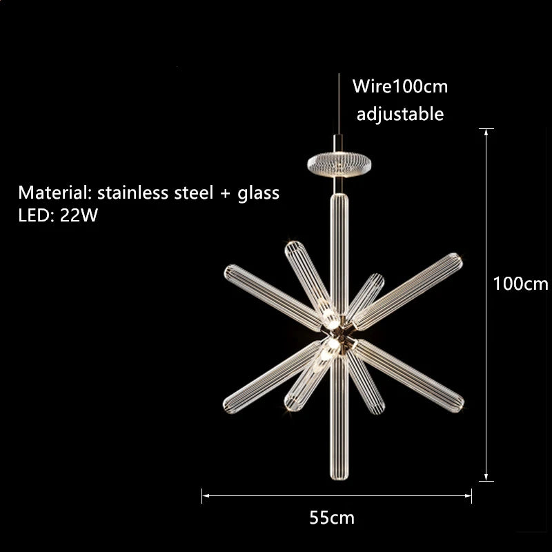 suspension tubes lumineux en verre transparent design nordique réglable