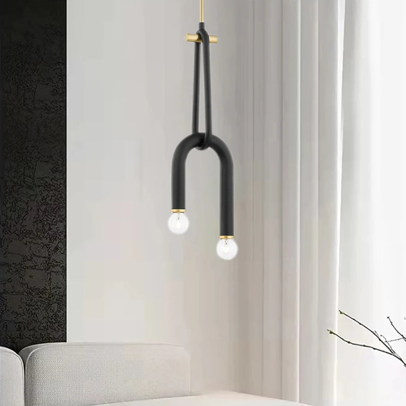 lustre créatif à 2 ampoules hauteur réglable en métal