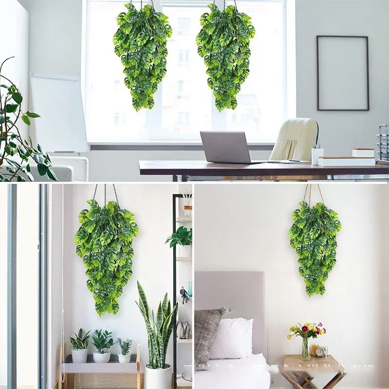 guirlande de feuilles de monstera artificielles pour décoration intérieure et extérieure