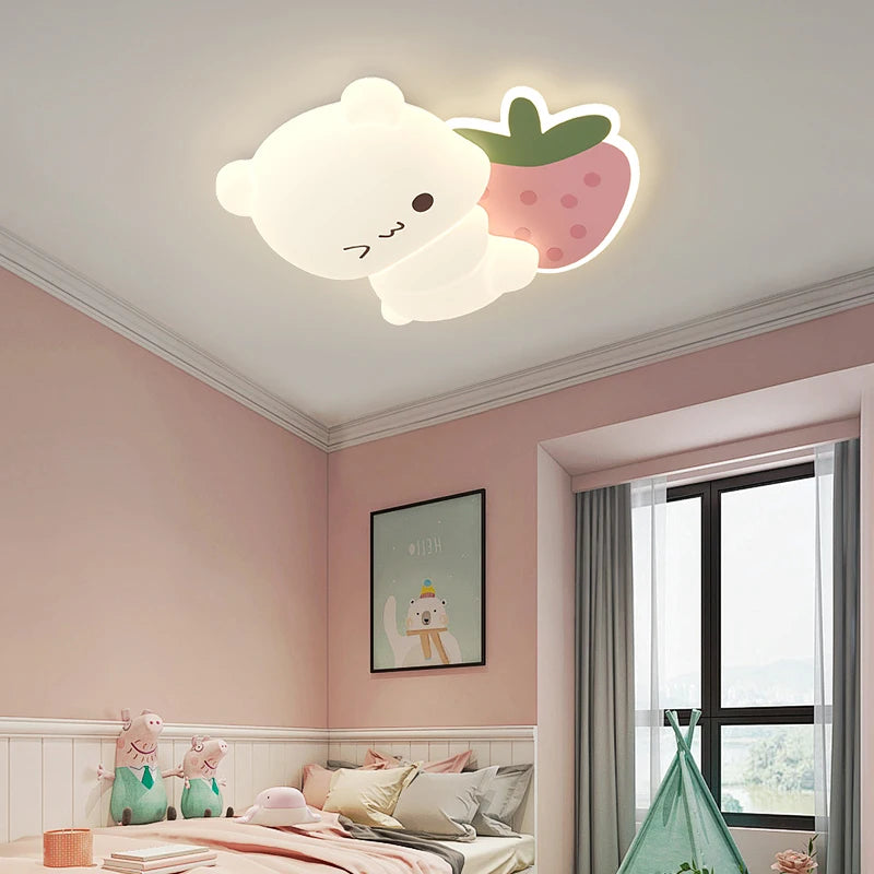 plafonnier led ours cartoon motif fruits pour enfants