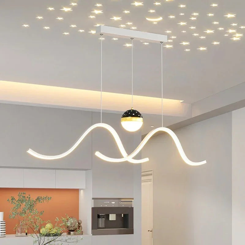 lustre nordique minimaliste avec éclairage créatif à ciel étoilé