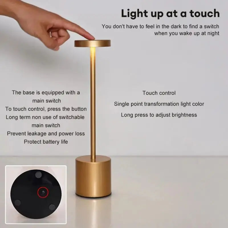 Touch Sensor Desktop Night Light USB Charging Wireless Reading Lamp Creative Ambient Light for Bedroom,Living Room,Restaurant