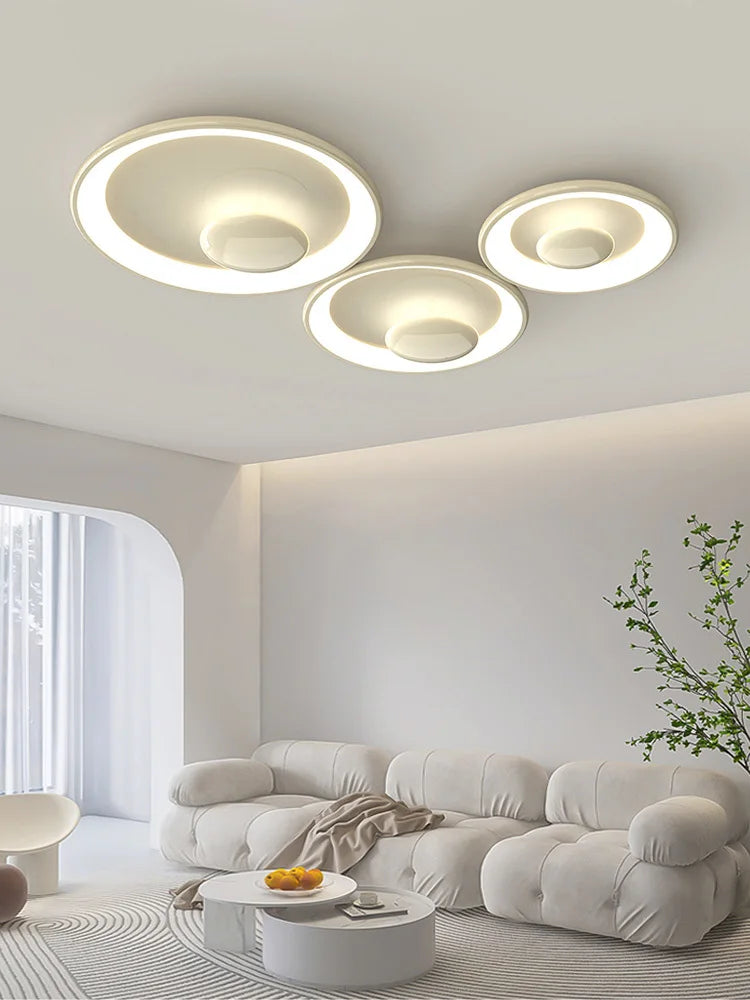 plafonnier led rond style crème variable avec télécommande