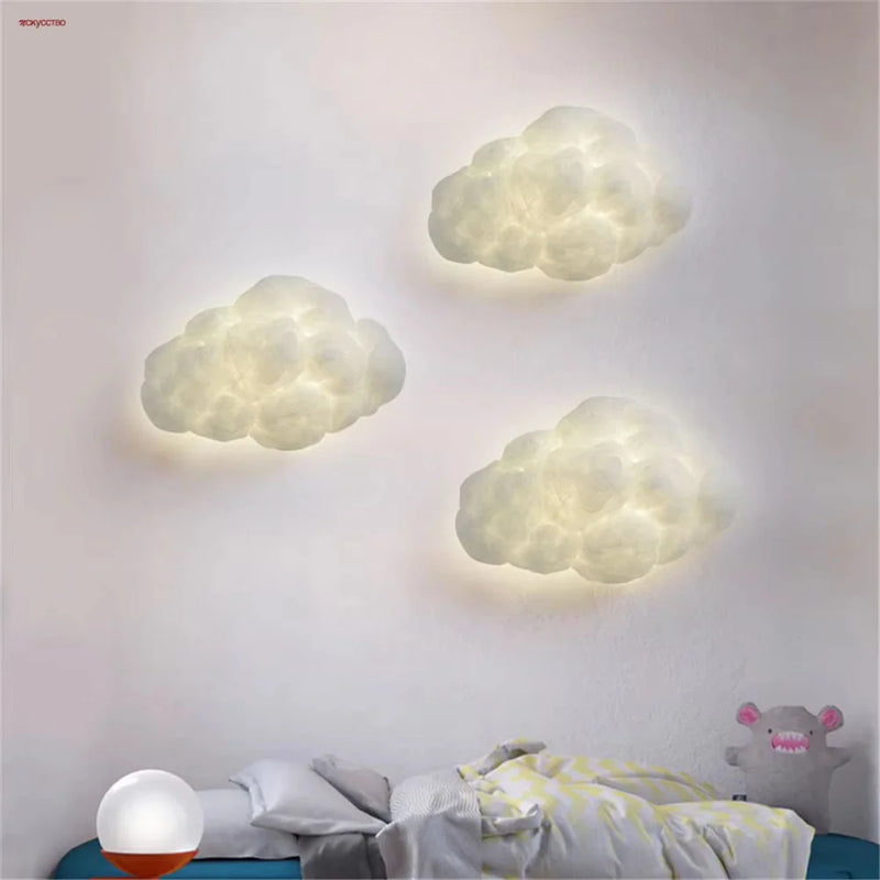 applique murale led nuage en imitation soie décorative pour enfants