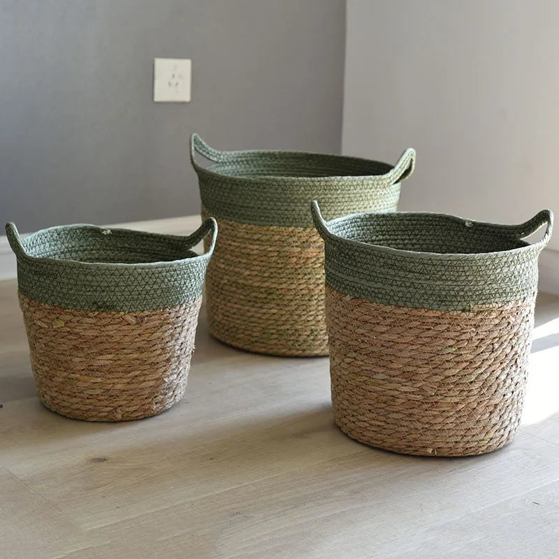 panier de rangement en paille pour décoration artisanale moderne