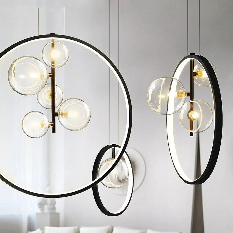 lustre en verre design nordique pour éclairage moderne décoratif