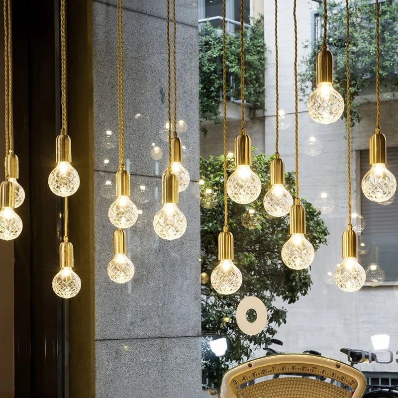 suspension LED en verre de cristal design nordique moderne