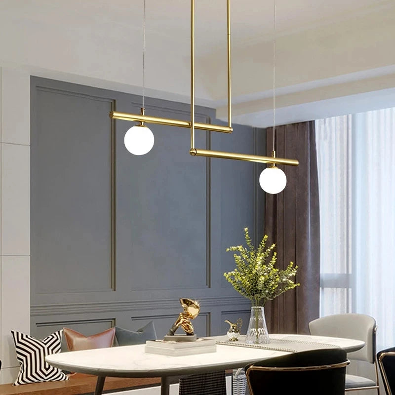 lustre led moderne nordique minimaliste en verre pour décoration de restaurant