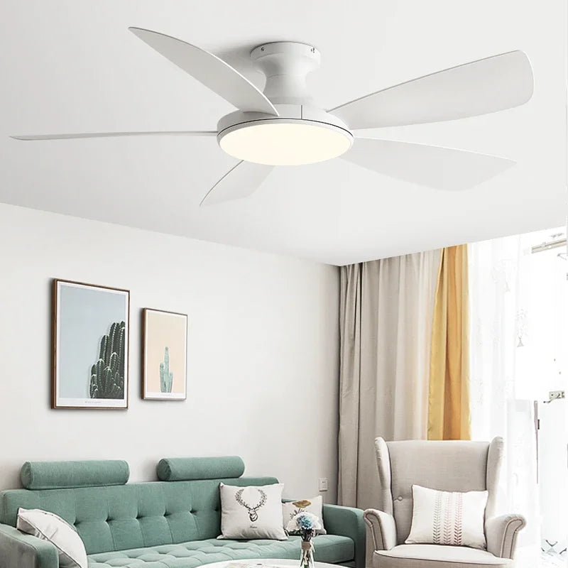 ventilateur de plafond bas moderne avec lumière led et télécommande dc