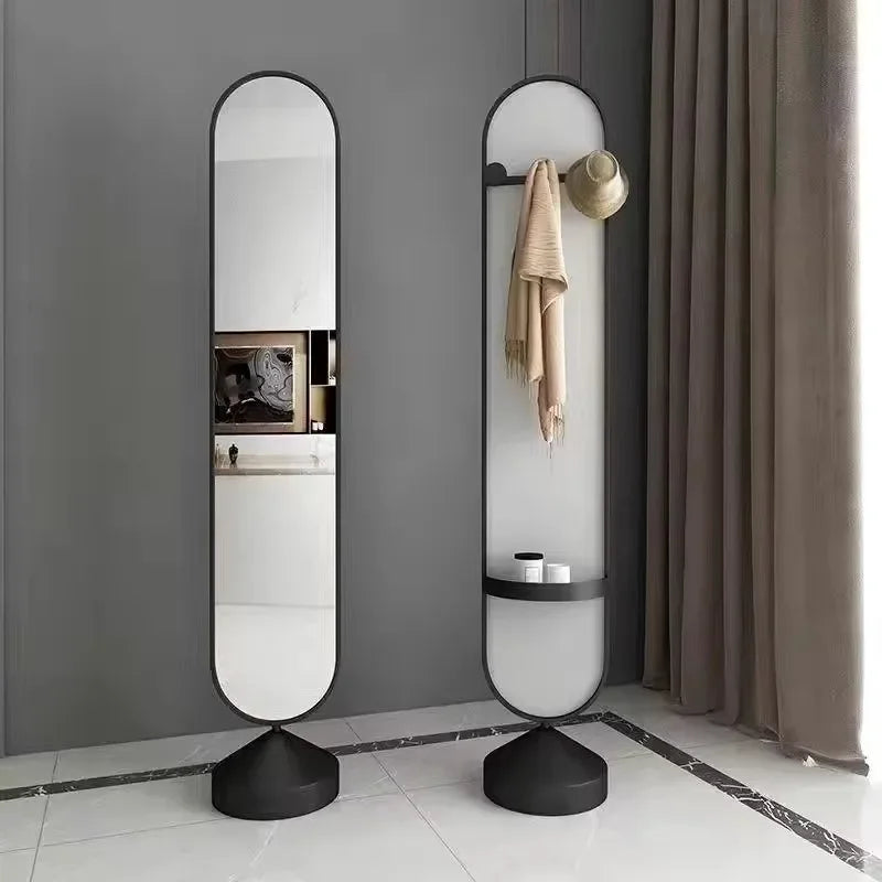 miroir rotatif au sol avec support de rangement pour décoration intérieure