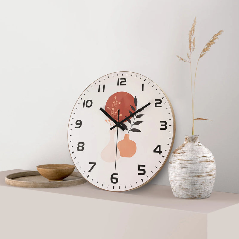 horloge murale en bois moderne pour décoration intérieure silencieuse