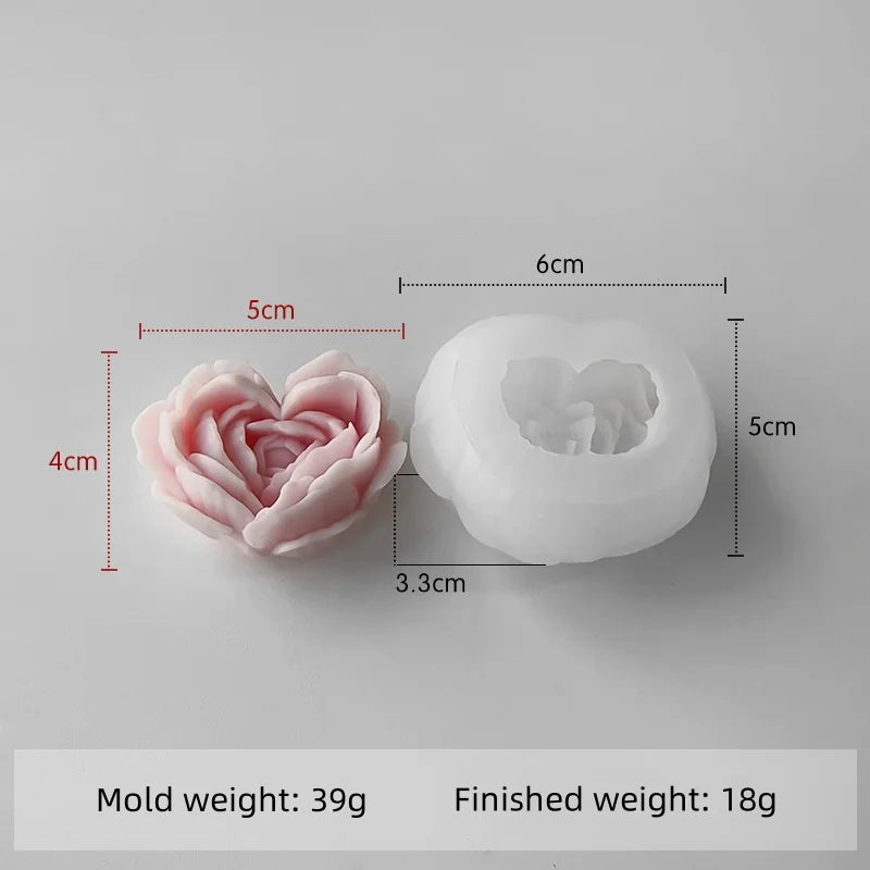 moule à fleurs d'amour en silicone pour bougies et savon DIY