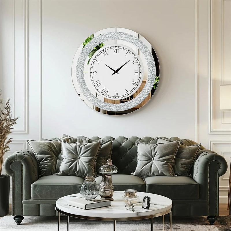 horloge murale moderne 3D design en cristal diamant élégante