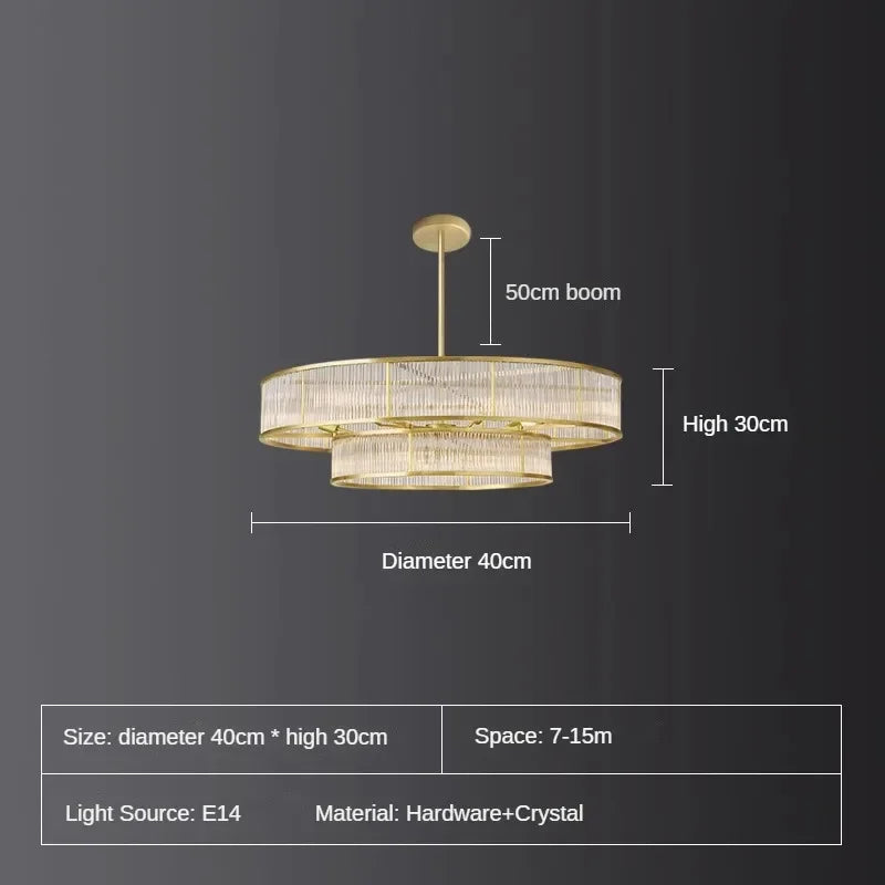 lustre en cristal rétro circulaire design pour décoration intérieure