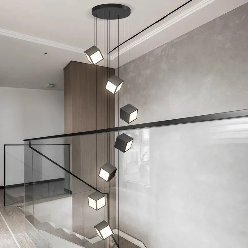 lustre minimaliste moderne pour escalier duplex rotatif