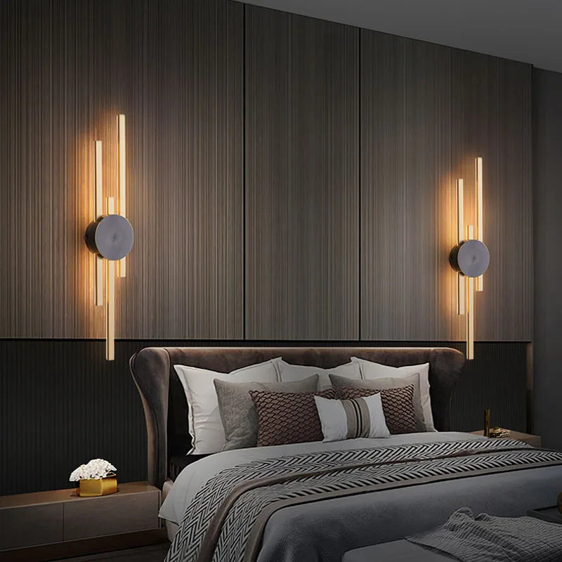 applique murale led minimaliste en cuivre pour décoration d'ambiance