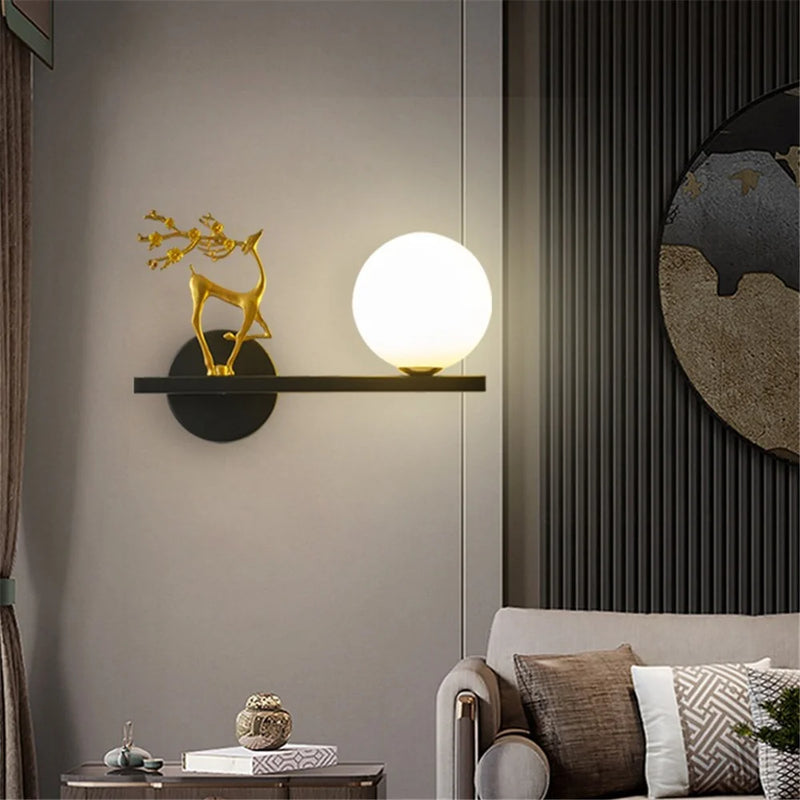 applique murale led cerf doré pour décoration artistique intérieure