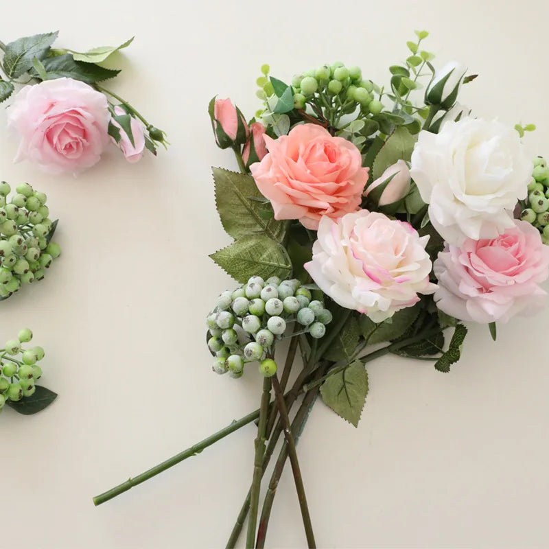 bouquet de roses artificielles pour mariage et décoration