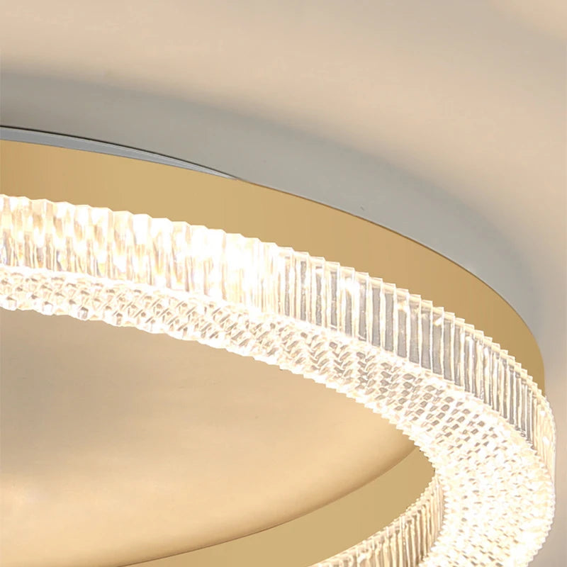 plafonnier led design moderne et simple en cristal doré rond et carré