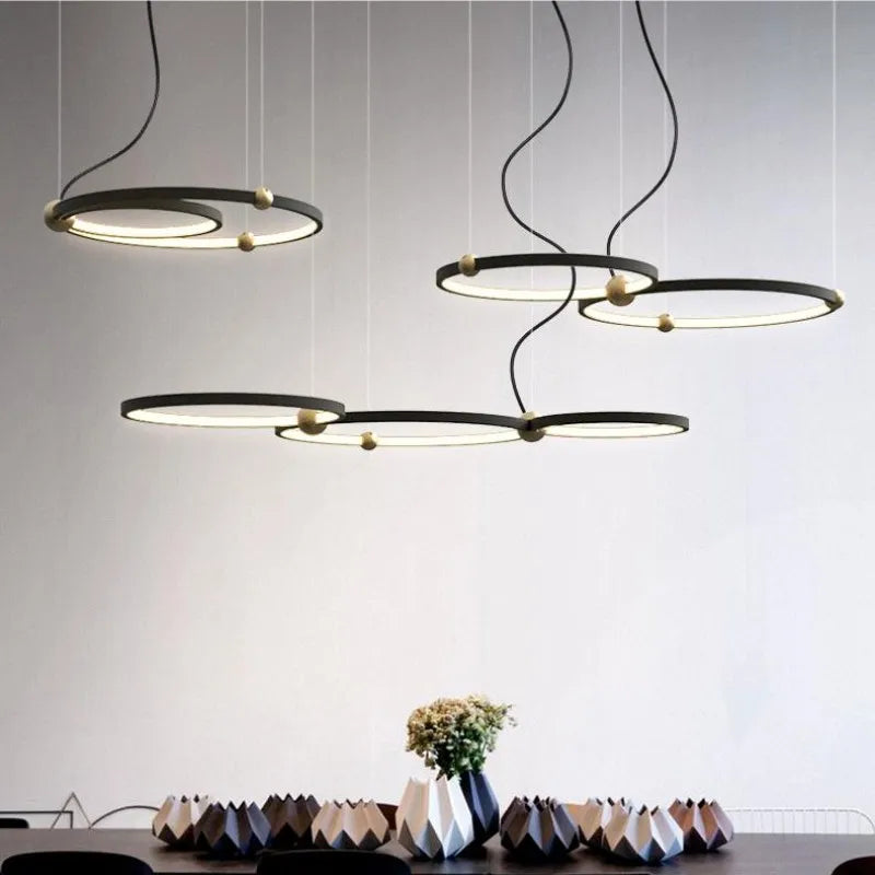 lustre moderne avec anneau suspension led pour décoration suspendue