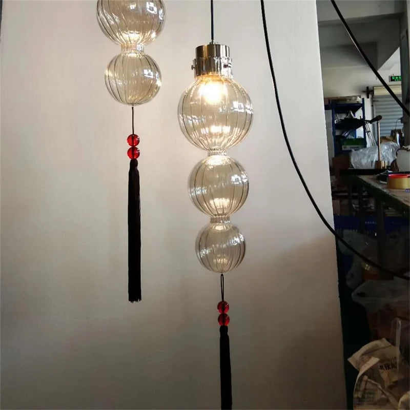 suspension en verre teinté style chinois pour décoration intérieure