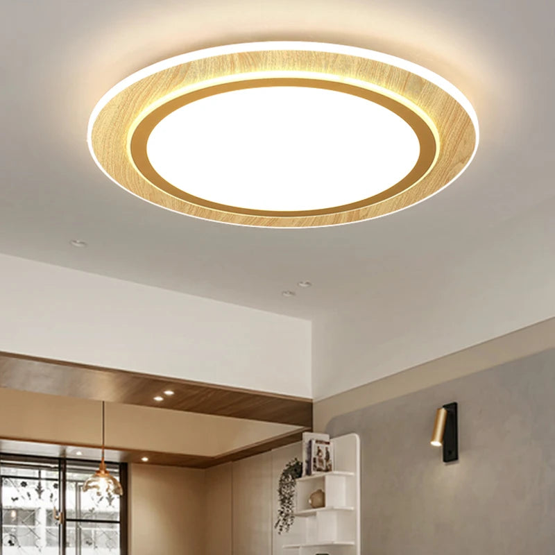 lampes de plafond led ultra-minces en bois style japonais