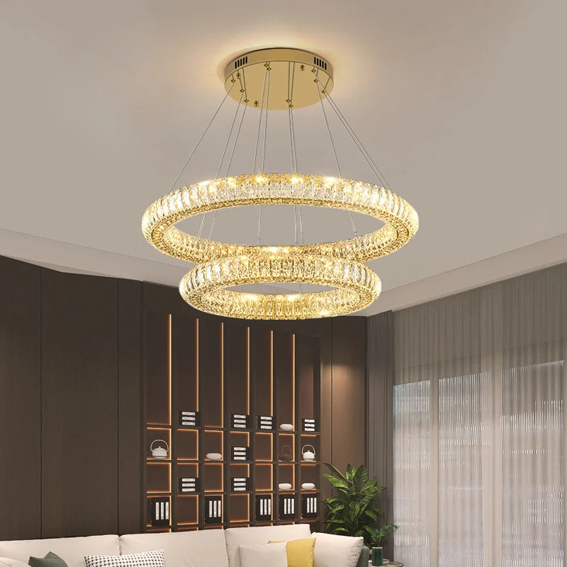 lustre en cristal moderne lumineux pour intérieur élégant