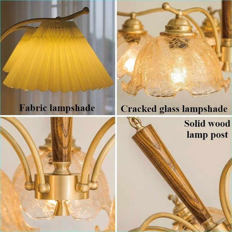 lustre suspendu nordique rétro abat-jour en tissu plissé lampe décorative