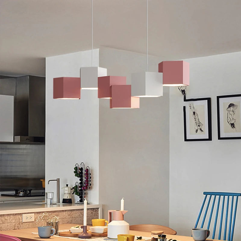 lustre moderne simple style nordique créatif prisme hexagonal éclairage intérieur