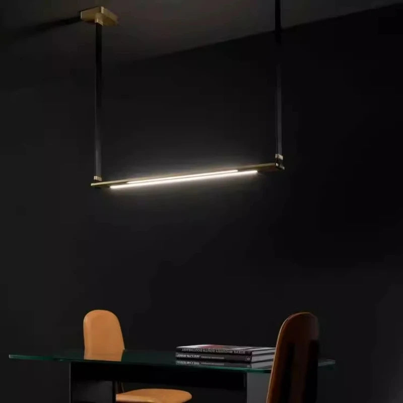 lustre led en métal et cuir pour bar et bureau