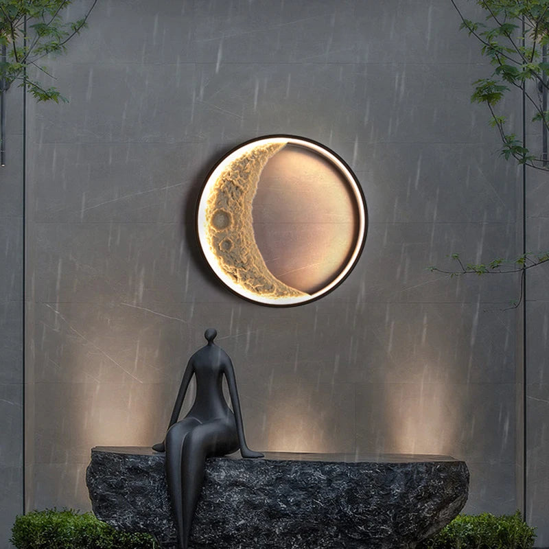 nouvelle applique murale lune led étanche moderne extérieur jardin résine